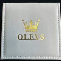 OLEVS Woman's Ceramics Band Zircon Case Day Auto Wrist Watches Red Dial