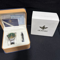 Oupinke GreenSkeleton Tourbillon Luminous Formal Automatic Mechanical Wristwatch