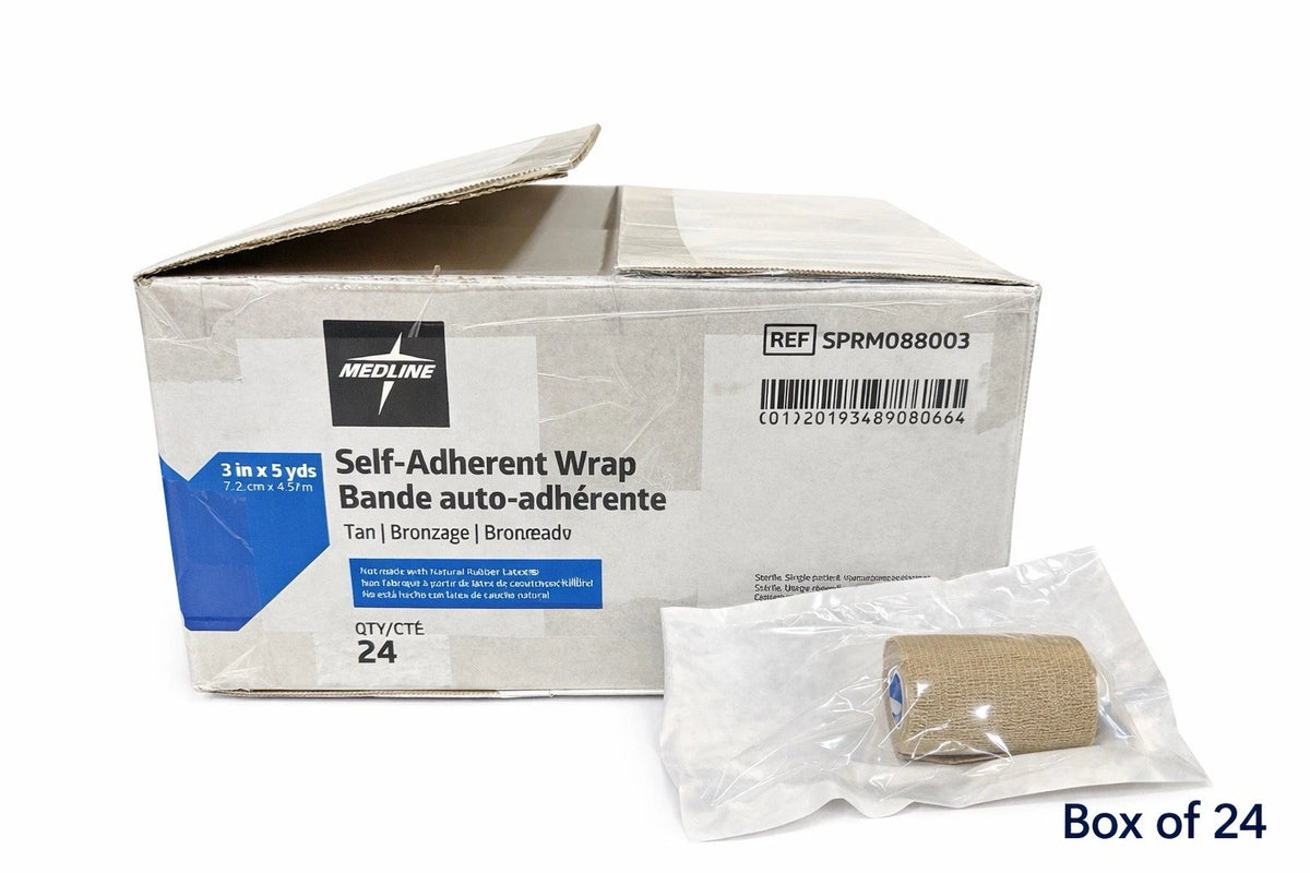 Medline SPRM088003 Sterile Self Adherent Wrap 3in x 5yd Tan Box 24