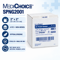 MediChoice SPNG2001 All-Purpose Sponges 2x2 4-Ply Sterile 2/Pack 1500/Case