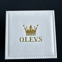 Olevs Mens Luxury Watch Skeleton, Moon Phase, Silver/Gold Band, Green Dial