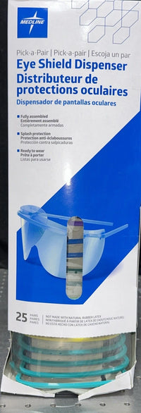 Medline Pick-A-Pair Eye Shield Dispenser, 25 pairs, ready-to-wear, latex-free.