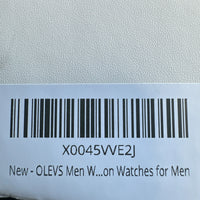 Olevs Men’s Luxury Watch, Day Date, Diamond, Silver Band, White Face