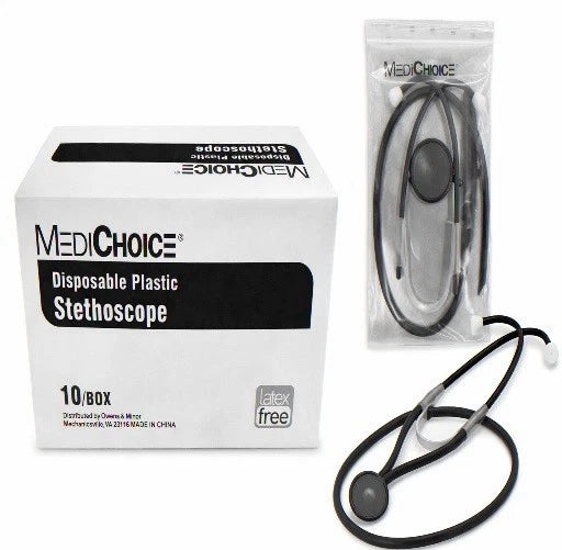 MediChoice Disposable Plastic Stethoscope – Latex Free (10/Box) Ref 994910