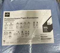 Medline Protective Gowns Level 4 Blue XXL Open Back Thumb Loop 100Ct NONLV410XXL