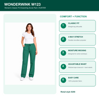WonderWink W123 5255 Women's Drawstring Cargo Scrub Pants 2XS-5X 3 Colors
