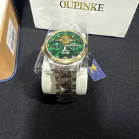 Oupinke GreenSkeleton Tourbillon Luminous Formal Automatic Mechanical Wristwatch