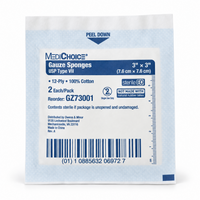 MediChoice GZ73001 Sterile Gauze 3x3 12-Ply 1200 Packs / 2400 Sponges