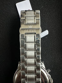 OLEVS Mens Tachymeter Watch Black Face, Silver Band, Day Date, Quartz