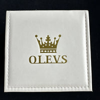 Olevs Mens Luxury Watch Skeleton, Moon Phase, Silver/Gold Band, Champagne Dial