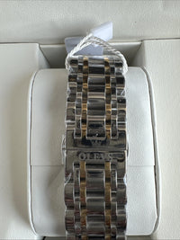 Olevs Men’s Watch Skeleton 5 Hands Gold/Silver Band, Green Dial