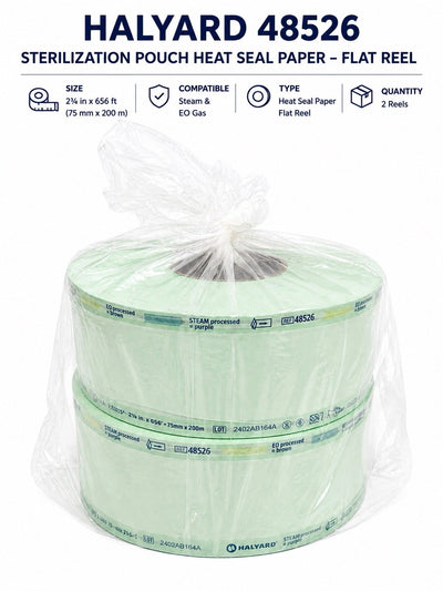 Halyard 48526 Sterilization Pouch Heat Seal Flat Reel 2-Pack 2-3/4” x 656’