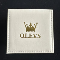 Olevs Mens Luxury Watch Moon Phase, Silver Band, Black Dial