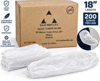 Disposable Polypropylene Sleeve Covers 18 in White Elastic Case of 200 T-DSPP-18