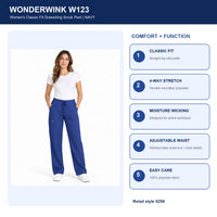 WonderWink W123 5255 Women's Drawstring Cargo Scrub Pants 2XS-5X 3 Colors