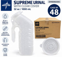 Medline DYND80235S Supreme Male Urinal w/ Clear Cover 32 oz Case of 48
