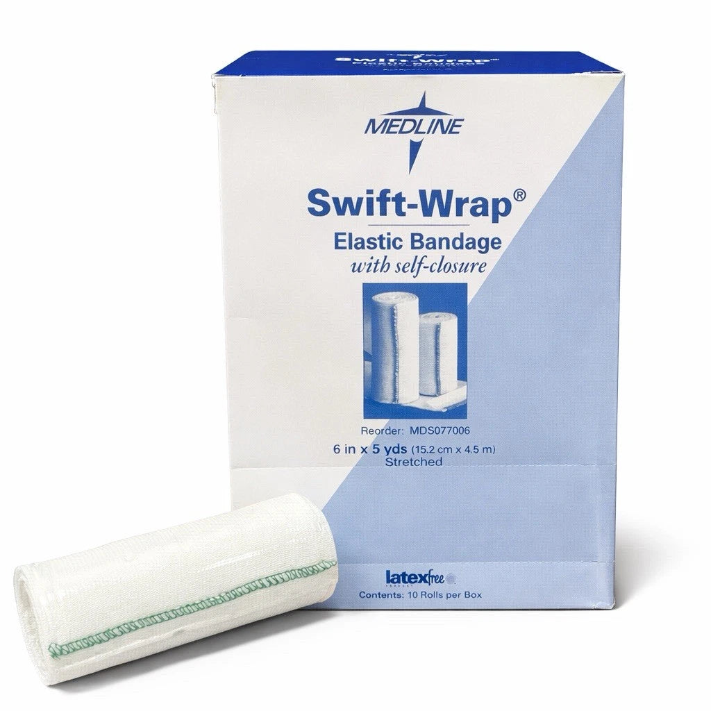Medline Swift-Wrap Elastic Bandage 6in x 5yd Self-Closure MDS077006 10ct