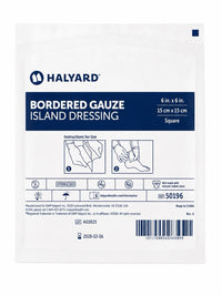 Halyard 50196 Bordered Gauze Island Dressing 6” x 6” Sterile 100/Case