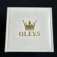 Olevs Mens Luxury Watch Skeleton, Moon Phase, Gold Band, Gold Dial