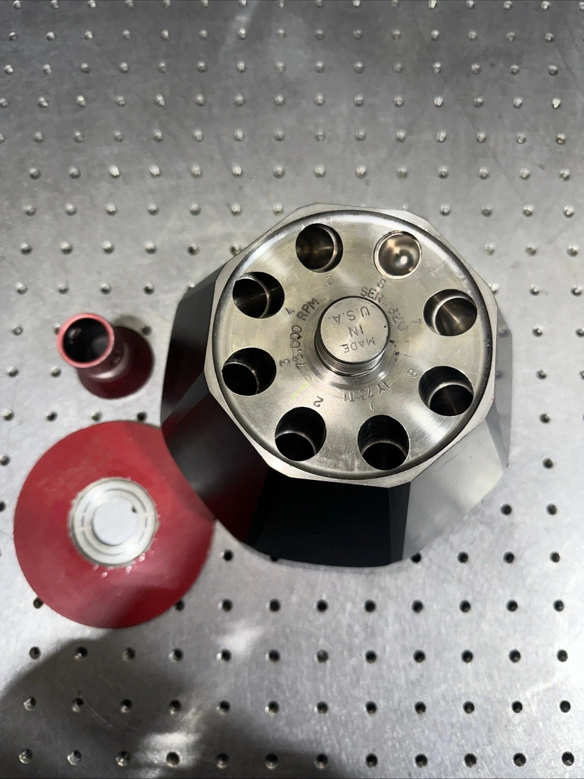 BECKMAN TYPE 75 TI 8 POSITION FIXED ANGLE 75000 RPM ROTOR SN 820