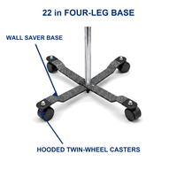 Blickman 1305-4P Rolling 4-Hook IV Pole Stand Chrome Adjustable 4-Leg Base New