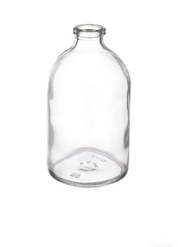 2X 100ml Molded Clear Glass Serum Vials 20mm Crimp Top ( 2 round bottles)