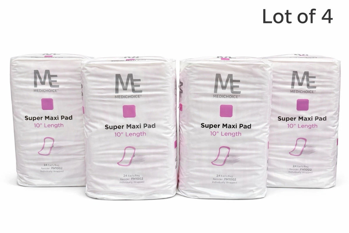 Medichoice Super Maxi Pads 10” Individually Wrapped Lot of 4 FH1002