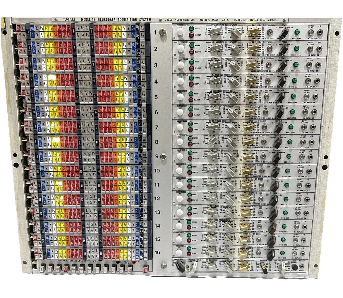 Grass Model 12 Neurodata Acquisition System EEG Amplifier Rack Model 12C-16-23