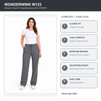 WonderWink W123 5255 Women's Drawstring Cargo Scrub Pants 2XS-5X 3 Colors