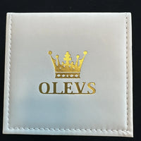 Olevs Mens Luxury Watch Skeleton, Day Date, Silver/Gold Band, Blue Dial