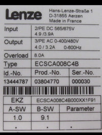 Lenze ECSCA008C4B Achsmodul IMax = 8.0A Cold-Plate-Technik Servo Drive Module