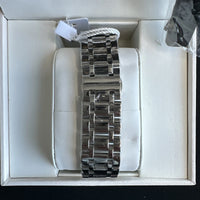 Olevs Men’s Luxury Watch, Day Date, Diamond, Silver Band, Silver Face