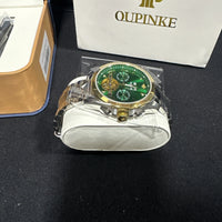 Oupinke GreenSkeleton Tourbillon Luminous Formal Automatic Mechanical Wristwatch