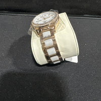 OLEVS Woman's Ceramics Band Zircon Case Day Auto Mechanical Wrist Watches White