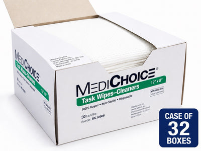 MediChoice MC10509 Rayon Task Wipes 12” x 8” Case of 32 Boxes (960 Wipes)