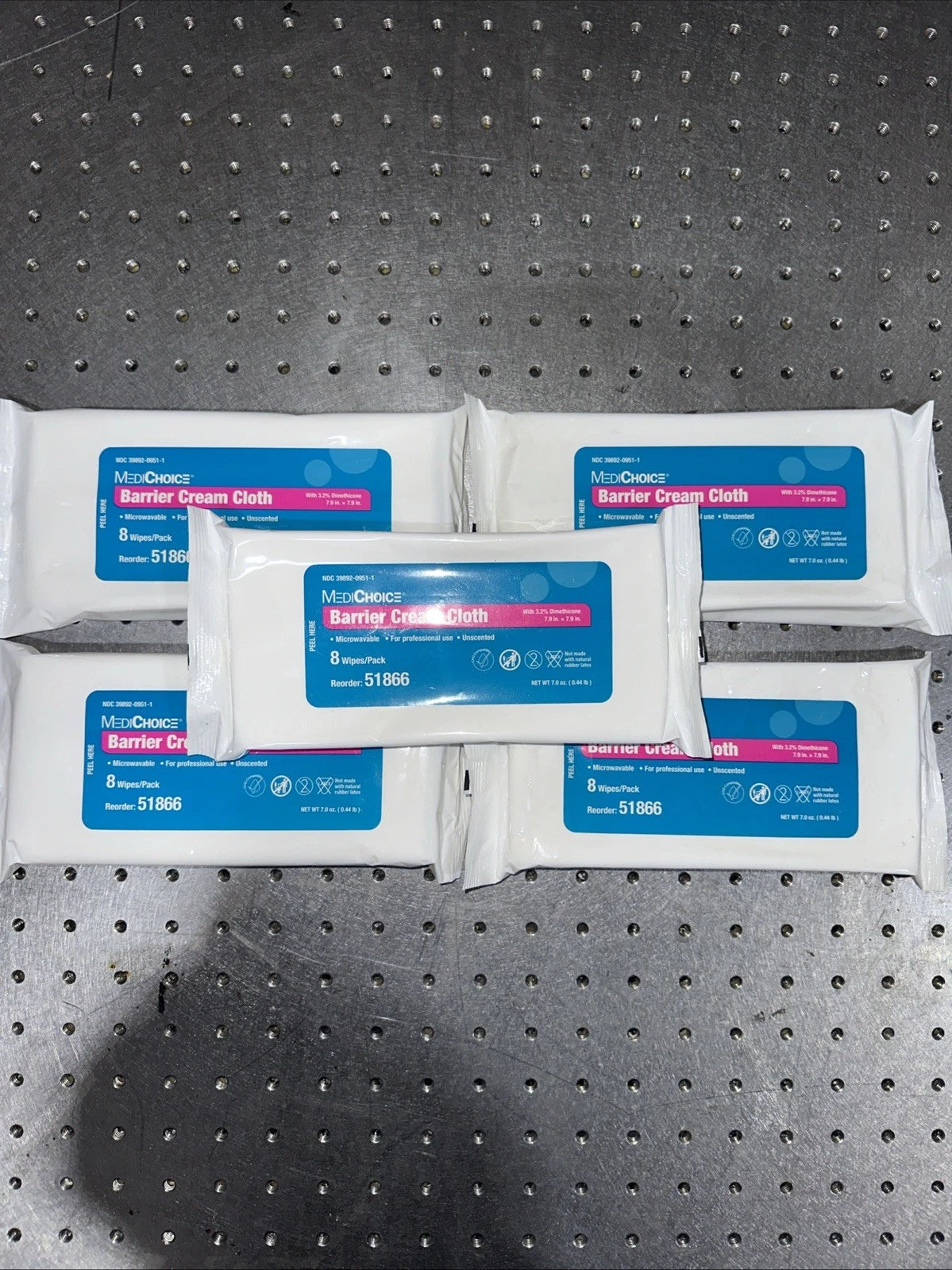 MEDICHOICE BARRIER CREAM CLOTHS 8 WIPES 3.2% DIMETHICONE LOT OF 5