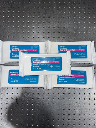 MEDICHOICE BARRIER CREAM CLOTHS 8 WIPES 3.2% DIMETHICONE LOT OF 5