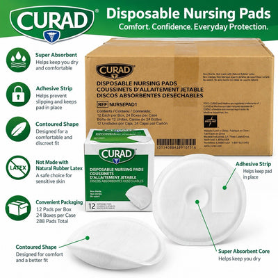 CURAD NURSEPAD1 Disposable Nursing Pads Non-Sterile Case of 288