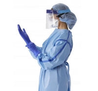 Medline Chemo Gowns NON25457 Blue Regular/Large Poly-Coated Case of 30 ASTM F739