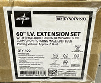 Medline 60” Extension Set DYNTN1603 Clamp Luer Lock Smallbore Sterile 100Ct