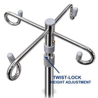 Blickman 1305-4P Rolling 4-Hook IV Pole Stand Chrome Adjustable 4-Leg Base New