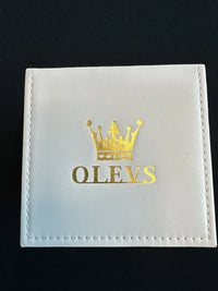 Olevs Mens Luxury Watch Skeleton, Moon Phase, Silver Band, Blue Dial