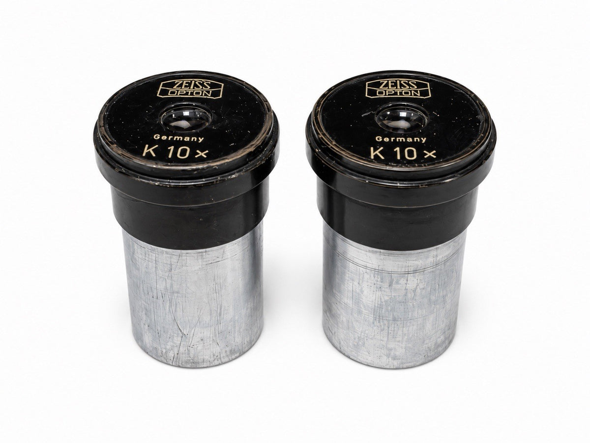 ZEISS OPTON K 10x Microscope Eyepieces Ocular Lenses Germany Pair