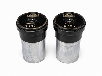 ZEISS OPTON K 10x Microscope Eyepieces Ocular Lenses Germany Pair