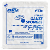 Dukal 412-10 Gauze Sponges 4" x 4" 12 Ply Case of 1280
