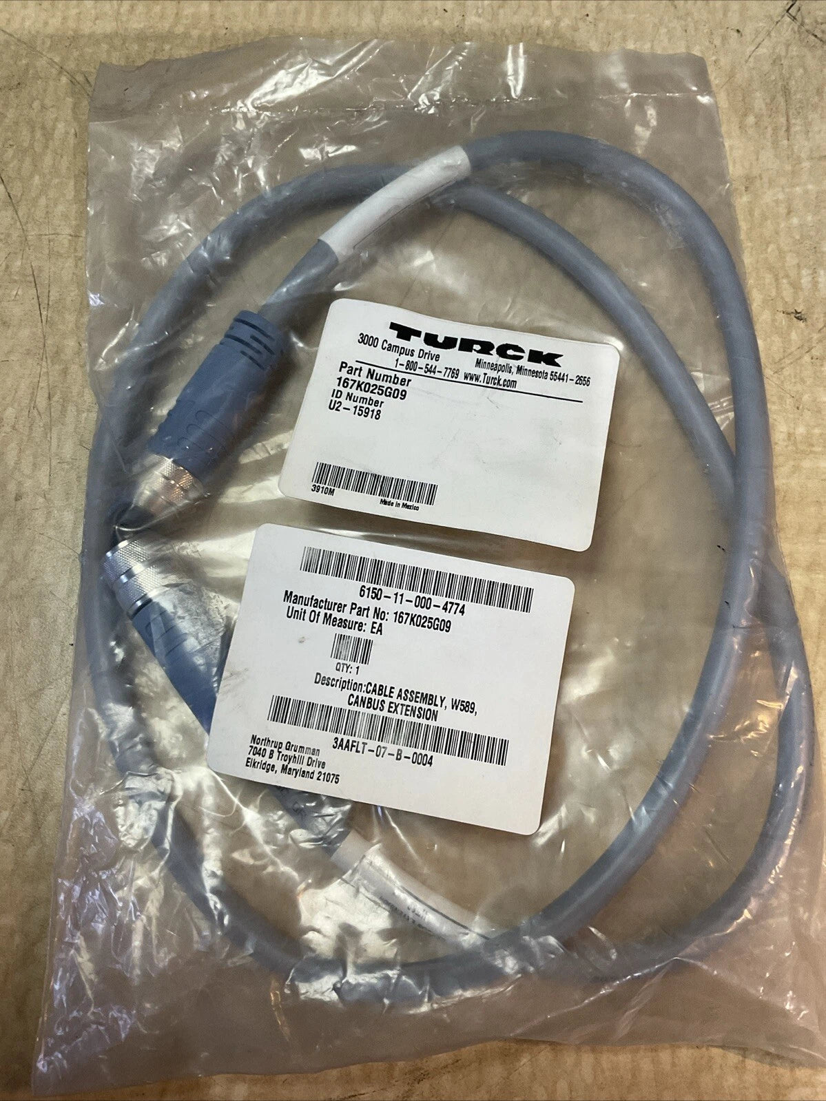 TURCK 167K025G09 U2-15918 CABLE ASSEMBLY