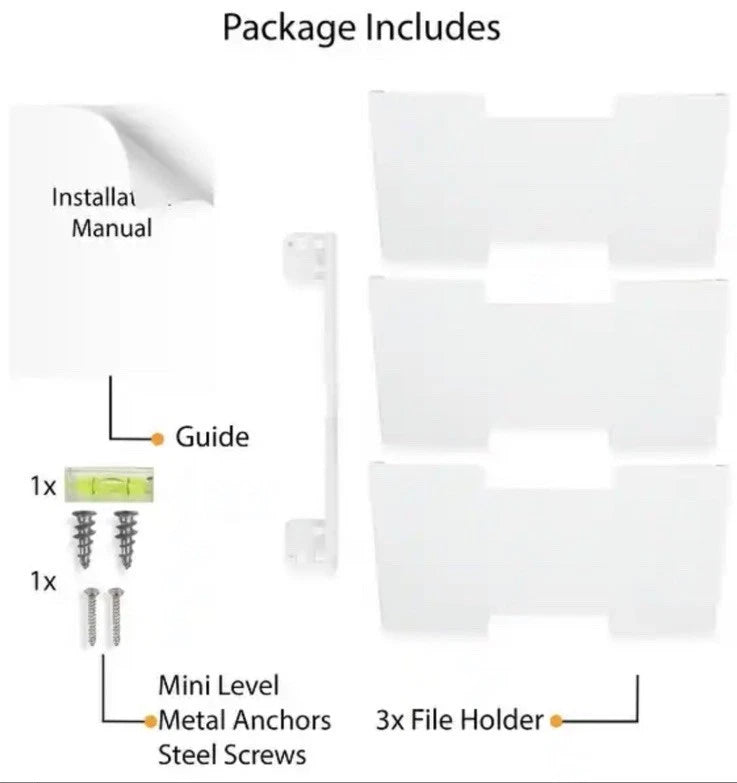 Wallniture LISBON Series Wall File Holder 3 Section White CHN318 Organizer