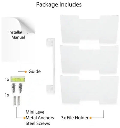 Wallniture LISBON Series Wall File Holder 3 Section White CHN318 Organizer