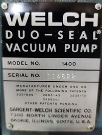 Welch DuoSeal 1400 Belt Drive Rotary Vane Dual Stage Mechanical Vacuum Pump