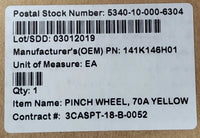 Generic 141K146H01 Pinch Wheel 1.25"x6” Rubber Flexing Yellow 70A